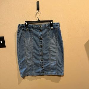 Baccini Button Front Jean Skirt